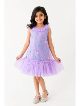 A Little Fable - Girls Lavender Polyester Dress