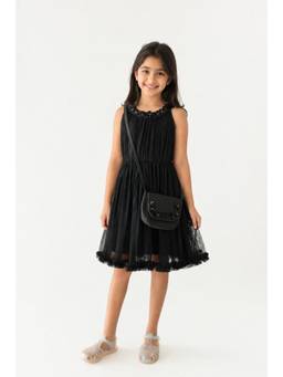A Little Fable - Girls Black Polyester Dress