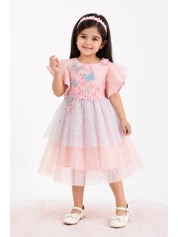 A Little Fable - Girls Pink Polyester Dress
