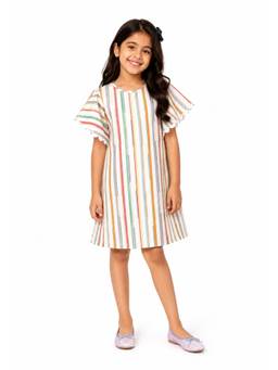 A Little Fable - Girls Multi-Colour Polyester Dress