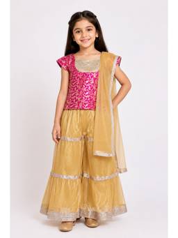 A Little Fable - Girls Multi-Colour Polyester Choli with Sharara