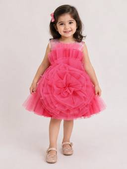 A Little Fable - Girls Pink Polyester Dress