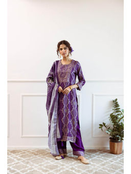 Autumnlane - Gauri Purple Full Work Kurta Pant & Dupatta (Set of 3)