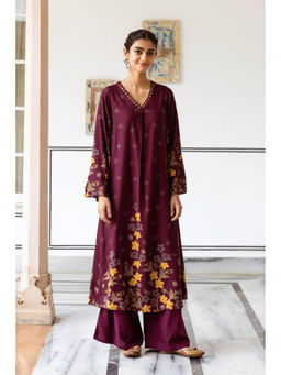 Autumnlane - Shimoni Merlot Printed Kurta & Pant (Set of 2)