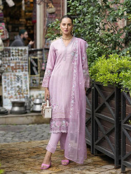 Autumnlane - Adrika Orchid Full Work Kurta Pant & Dupatta (Set of 3)