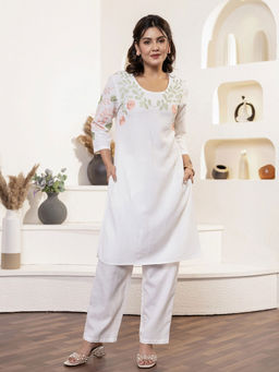 Autumnlane - Sahiba Angel Embroidery Kurta & Pant (Set of 2)