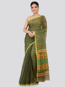 PinkLoom - Women's Soft Cotton Blend Jamdani Saree Without Blouse Piece