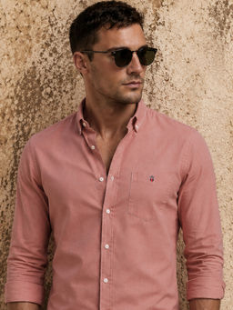 Louis Philippe - Men Pink Solid Full Sleeves Casual Shirt