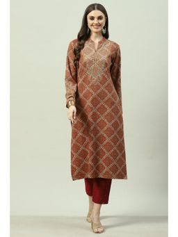 Biba - Women Orange Printed Kurta