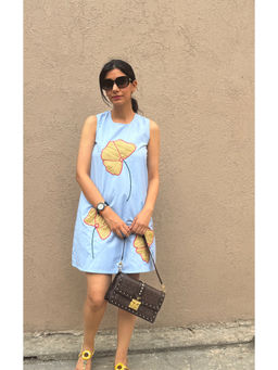 Galocher Clothing - Cotton Denim Embroidered Blue Dress