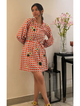 Galocher Clothing - Berry Blossom Check Red Dress with Belt