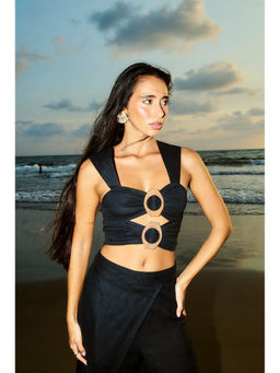 Essgee - Black Costa Buckle Crop Top