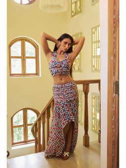 Essgee - Blue Chateau Printed High Low Skirt