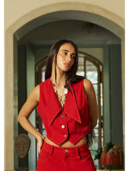 Essgee - Red Cocou Crop Vest