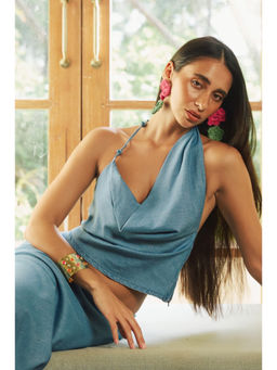 Essgee - Blue Milly Cowl Crop Top
