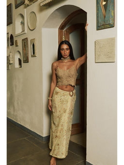 Essgee - Beige Oro Beaded Embellished Skirt