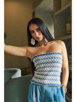 Essgee - Blue Zola Smock Embroidered Tube Top