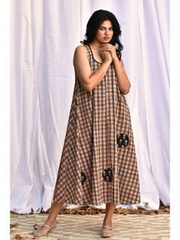 PHLAR - Haven Scoop Neck Flared Brown Dress