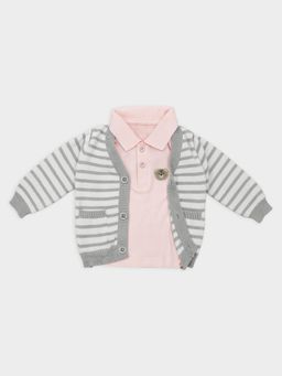 Mi Arcus - Grey Stripes Full Sleeves Cardigans