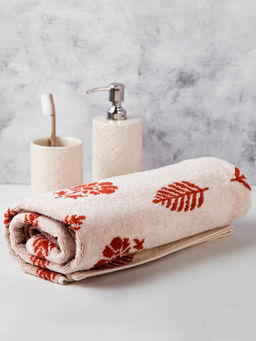 Fabindia - Rust Siena Buti Cotton Woven Bath Towel