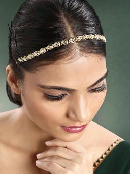 Peora - Gold Plated Kundan Studded Sheeshphool Matha Patti Sheeshpatti Hair Ethnic for Women