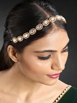 Peora - White CZSynthetic Stone Studded Mathapatti Hair Accessories Jewellery