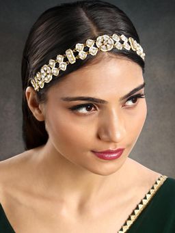 Peora - Kundan and Beads Studded Mathapatti Hair Accessories Jewellery