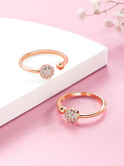 Peora - Rose Gold Plated CZ Studded Adjustable Toe Ring Stylish Fancy Bichiya Daily Regular