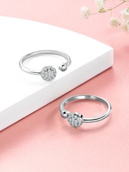 Peora - Silver Plated CZ Studded Adjustable Toe Ring Stylish Fancy Bichiya Daily Regular