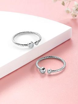 Peora - Silver Plated CZ Studded Adjustable Fancy Toe Ring Stylish Bichiya Daily Regular