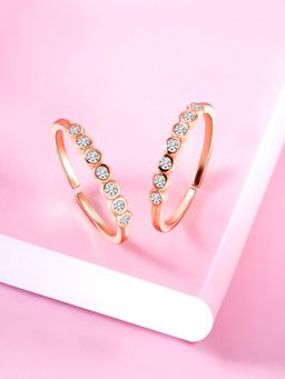 Peora - Cubic Zirconia Studded Rose Gold Plated Adjustable Toe Ring Fancy Bichiya for Women