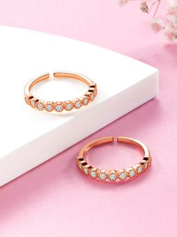 Peora - Cubic Zirconia Studded Rose Gold Plated Adjustable Toe Ring Fancy Bichiya for Women