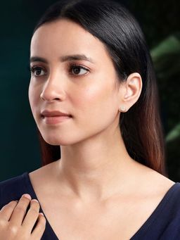 Peora - Gold Plated Cubic Zirconia Studded Stud Earrings Casual Office Work for Women