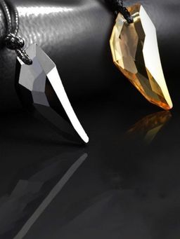 Peora - Black and Gold Crystal Couple Pendant Necklace Stylish (Pack of 2)