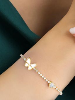 Peora - Gold Plated Cubic Zirconia Adjustable and Openable Bracelet Stylish Fashion for Women