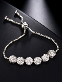 Peora - Silver Plated Cubic Zirconia Studded Adjustable Fancy Bracelet Fashion for Women