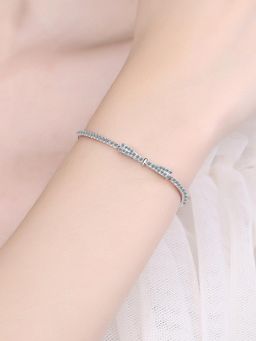 Peora - Silver Plated Cubic Zirconia Studded Adjustable Stylish Bracelet Fashion for Women