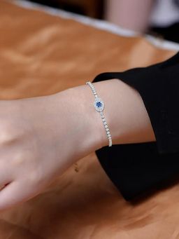 Peora - Silver Plated Cubic Zirconia Studded Evil Eye Adjustable Bracelet Fashion for Women