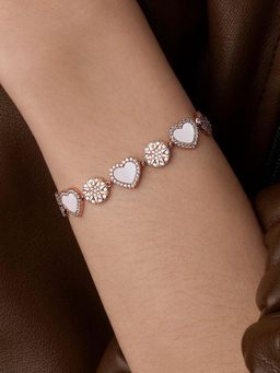 Peora - Rose Gold Plated Cubic Zirconia Studded Adjustable Bracelet Fashion for Women