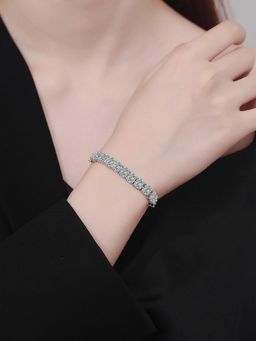 Peora - Silver Plated Cubic Zirconia Studded Adjustable Stylish Bracelet Fancy for Women