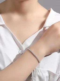 Peora - Silver Plated Cubic Zirconia Studded Fancy Adjustable Bracelet Fashion for Women