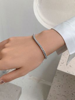 Peora - Silver Plated Cubic Zirconia Studded Fancy Adjustable Bracelet Fashion for Women