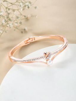Peora - Rose Gold Plated Cubic Zirconia Studded Openable Fancy Bracelet Jewellery for Women