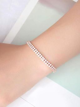 Peora - Rose Gold Plated Cubic Zirconia Studded Adjustable Fancy Bracelet Jewellery for Women