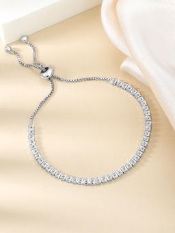 Peora - Silver Plated Cubic Zirconia Studded Adjustable Fancy Bracelet Jewellery for Women
