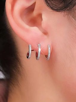 Peora - Silver Plated Cubic Zirconia Studded Trending Earrings Jewellery