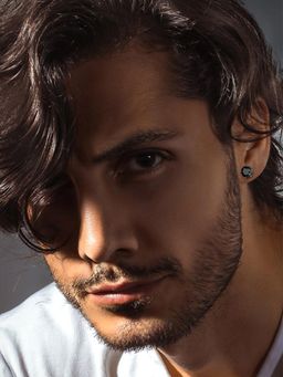 Peora - Silver Plated Black Stone Studded Round Stud Earrings Fashion Jewellery