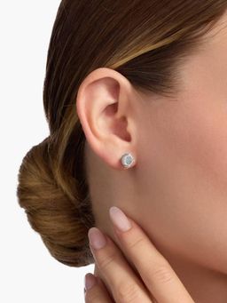 Peora - Silver Plated Cubic Zirconia Studded Fancy Stud Earrings Fashion Jewellery for Women