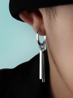 Peora - Silver Plated Cubic Zirconia Studded Fancy Hoop Closure Earrings for Women