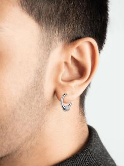 Peora - Silver Plated Cubic Zirconia Studded Fancy Hoop Earrings Fashion Jewellery